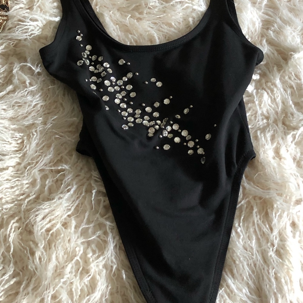Two vintage G string bodysuit Rhinestone Rare